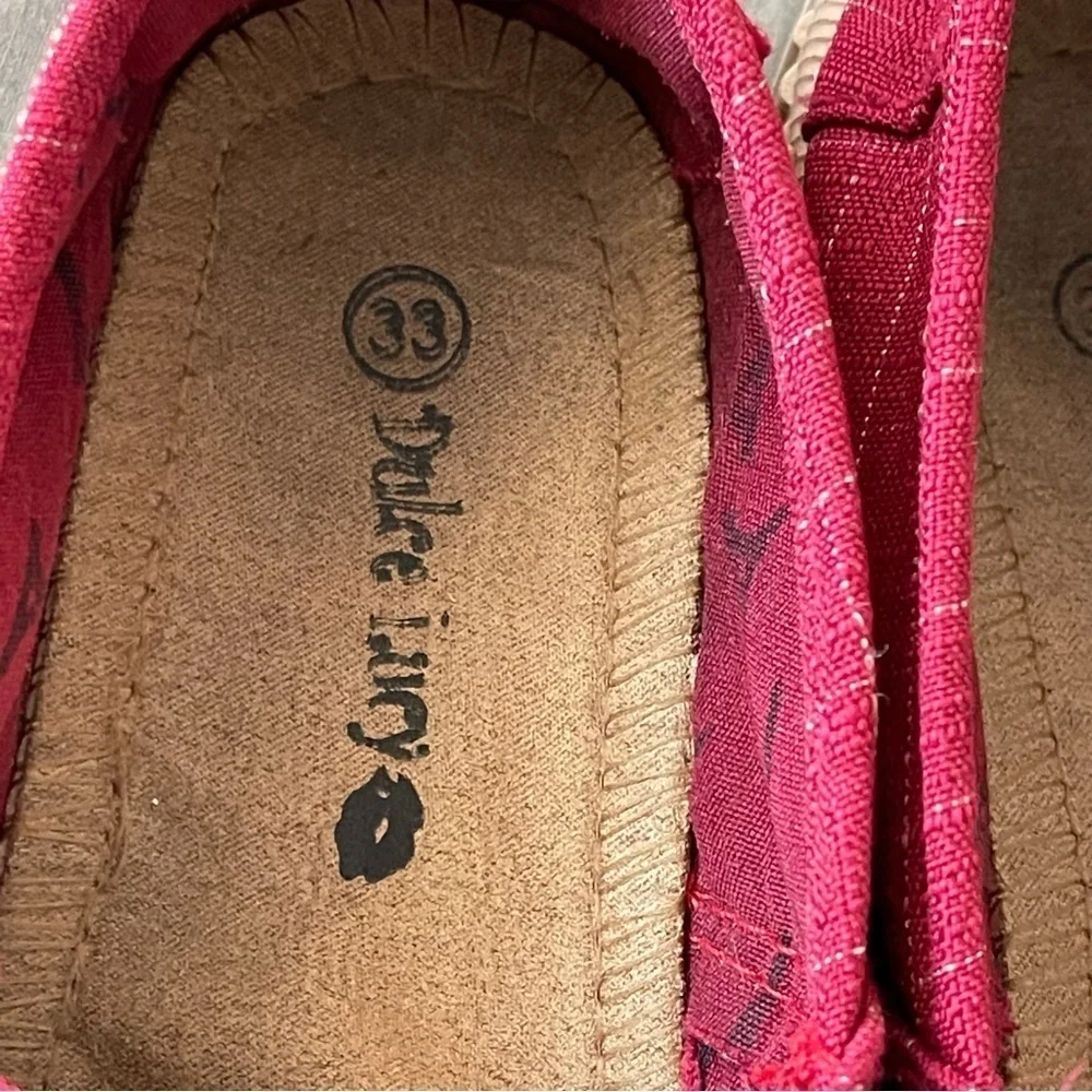 Dulce Lucy girls plaid red canvas slip on espadrilles shoes size 33 or 2